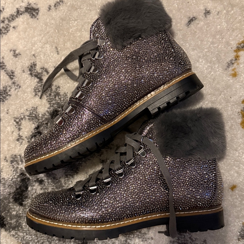 INC rhinestone boots with fur ❤️
